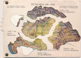 Hungaria 896-1918 - mechanikus térképes irredenta lap / Map of Hungary, Irredenta mechanical postcard. Published by the Hungarian Womens National Association. Fecit: Emich (nem működik / not working)