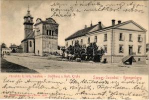 1906 Szepesszombat, Spisská Sobota; Városház, katolikus templom / town hall, church