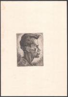 Dési Huber István (1895-1944): Ifjúkori önarckép, 1927. Rézkarc, papír, jelzett a karcon. Lap széle foltos, rézkarc ép, 10,5×8,5 cm