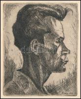 Dési Huber István (1895-1944): Ifjúkori önarckép, 1927. Rézkarc, papír, jelzett a karcon. Lap széle ...