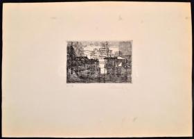 Göllner Miklós (1902-1977): Kikötő. Rézkarc, papír, jelzett. Göllner Miklós rézkarcai igen ritkák, t...