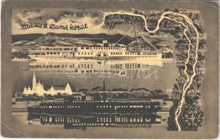 1963 Utazz a Duna körül! térkép. Képzőművészeti Alap Kiadóvállalat s: Fernadi Frigyes (EK)