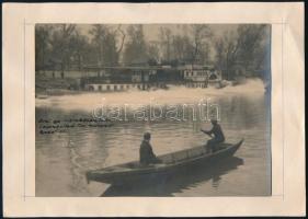 cca 1930 Orel gőzös vízrebocsájtása. Laczkovits és Társa hajógyár, Budapest, feliratozott fotó, kartonon 23x16 cm