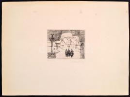 Göllner Miklós (1902-1977): Sétálók (Szentendre?). Rézkarc, papír, jelzett. Göllner Miklós rézkarcai...