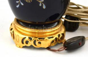 Herendi porcelán asztali lámpa. Kézzel festett, jelzett, hibátlan. Búra nélkül. 34 cm