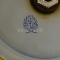 Herendi porcelán asztali lámpa. Kézzel festett, jelzett, hibátlan. Búra nélkül. 34 cm