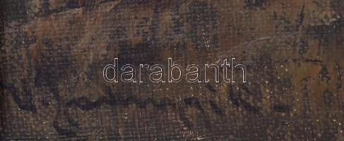 Olvashatatlan jelzéssel: Rőzsehordó. Olaj, vászon. Sérült, díszes neobarokk stílusú fa keretben,  60...