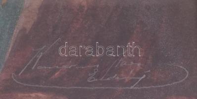 Komáromi Kacz Endréné (1883-1954): Rózsás csendélet. Akvarell, papír, jelzett. Sérült, üvegezett, dí...