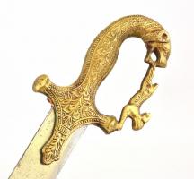 Dísz szablya figurális réz markolattal, bársony borítású hüvellyel  77 cm