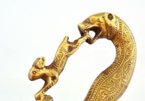 Dísz szablya figurális réz markolattal, bársony borítású hüvellyel  77 cm