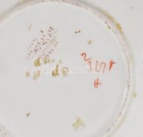 Kopott jelzéssel: antik cseh porcelán mokkás csésze, aljjal. Kézzel festett. Kopásokkal