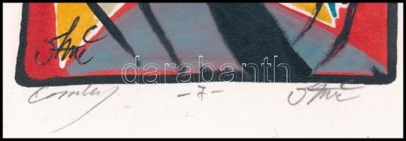 Szász jelzéssel: Két hölgy. Vegyes technika, karton. 26,5x8,5 cm