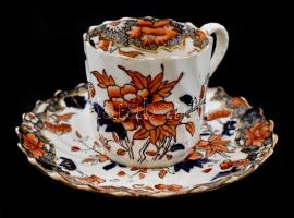 Copeland angol porcelán mokkás csésze, aljjal + tányér Kézzel festett, jelzett, kopásokkal
