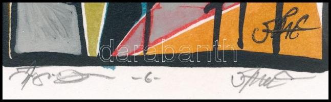 Szász jelzéssel: Arcok. Vegyes technika, karton. 20,5x8,5 cm