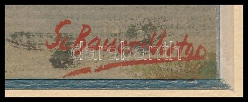 Schauer jelzéssel: Ház a fák mögött. Vegyes technika, karton, paszpartuban, 19x15 cm