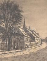 Élesdy István (1912-1987): Országház utca. Rézkarc, papír, jelzett, díszes üvegezett fa keretben, 27...