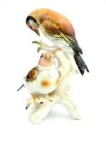 Ens porcelán madár figura. Kézzel festett, jelzett, kis koőssal 15 cm