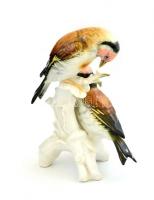 Ens porcelán madár figura. Kézzel festett, jelzett, kis koőssal 15 cm