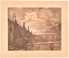 Olvashatatlan jelzéssel, magyar grafikus feltehetően 1920-as v. 30-as évekbeli alkotása: Róma, Caste...