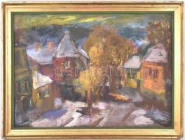 Gaál Imre Péter (1921-2013): Városrészlet (Vác vagy környéke). Olaj, farost, jelzett, fa keretben, 5...