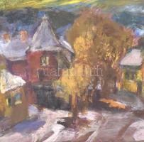 Gaál Imre Péter (1921-2013): Városrészlet (Vác vagy környéke). Olaj, farost, jelzett, fa keretben, 5...