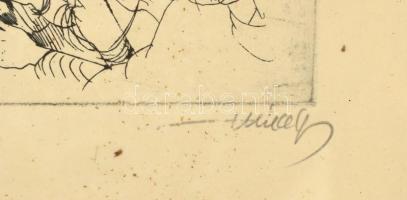 Hincz Gyula (1904-1986): Munkásőrség üdvözlése, 1957 máj. 1. Rézkarc, papír, jelzett kissé foltos, ü...