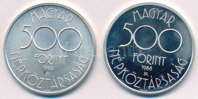 1988. 500Ft Ag "1990. Labdarúgó VB - 3 játékos" (2xklf) kapszulában T:BU,1 (eredetileg PP)...