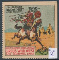 1914 Circus Wild West and Carnevals Show levélzáró 72 x 72 mm R! Balázs 272.02
