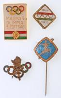 1960-1970. 4xklf aranyozott és/vagy zománcozott olimpiai jelvény tétel, közte Magyar Olimpiai Bizottság jelvény (30x21mm) T:2 ~1970. 4xdiff gilded and/or enamelled Olympic badges, within Hungarian Olympic Committee badge (30x21mm) C:XF