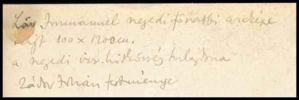 cca 1930-40 Lőw Immánuel (1854-1944) magyarországi zsidó hittudós, 1878-tól haláláig, 66 éven keresz...