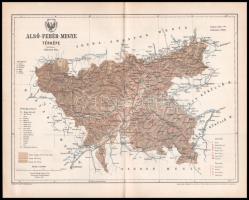 cca 1890-1900 35 db magyarországi vármegyés térkép, közte: Maros-Torda, Abauj-Torna, Alsó-Fehér, stb., hajtott