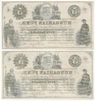1852. 5$ "B" "Kossuth bankó" piros kézi sorszámozással, nyomdai papírránccal (2x...