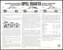 cca 1970 Opel Manta és Ascona szórólapok a/4-es méretben