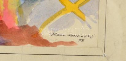 Bakó Karcsinszkij '93 jelzéssel, feltehetően orosz festő munkája: Absztrakt villanások. Akvarel...