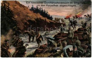 1915 Ein russischer Durchbruchsversuch im Stryi Tale in den Karpathen abgeschlagen / WWI K.u.K. (Austro-Hungarian) military art postcard (EK)