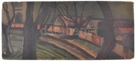 Jelzés nélkül: Szentendre. Olaj, farost, hátoldalán szentendrei tulajdonos régebbi feliratával, 35x7...