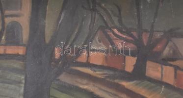 Jelzés nélkül: Szentendre. Olaj, farost, hátoldalán szentendrei tulajdonos régebbi feliratával, 35x7...