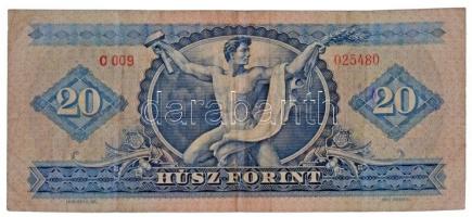 1960. 20Ft "C009 025480" T:III 
Hungary 1960. 20 Forint "C009 025480" C:F 
Ada...