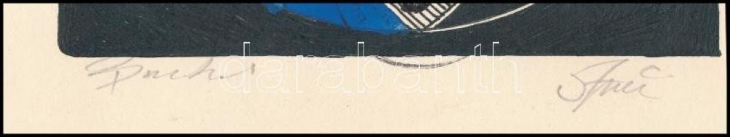 Szász jelzéssel: Arcok. Vegyes technika, papír. 12,5x12,5 cm