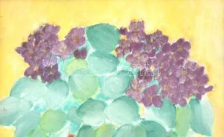 Vörös jelzéssel: Virágcsendélet. Vegyes technika, papír.  Üvegezett keretben, 42x30 cm