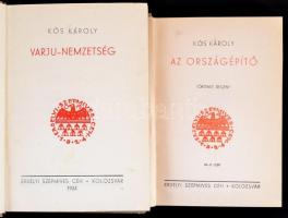 Kós Károly könyvek: Az országépítő. Varjú-nemzetség. Kolozsvár, Erdélyi Szépmíves Céh. Kiadói egészv...
