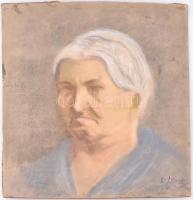 Czóbel jelzéssel: Portré. Kréta, karton, vetemedett, 35x35 cm