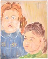 Boemm jelzéssel: Kettős portré. Olaj, papír, sérült 38x30,5 cm