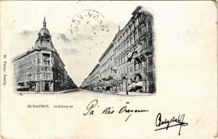 1899 Budapest VI. Andrássy út, üzletek. St. Tietze kiadása (kopott sarok / worn corner)