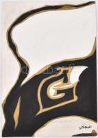 Keserű jelzéssel: Fekete-arany kompozíció. Vegyes technika, papír. 42x29 cm