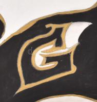 Keserű jelzéssel: Fekete-arany kompozíció. Vegyes technika, papír. 42x29 cm