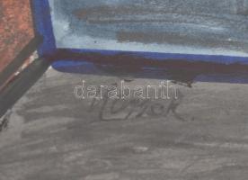 Kassák jelzéssel: Geometrikus kompozíció. Vegyes technika, papír. Üvegezett, kissé sérült keretben 3...