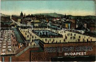 1914 Budapest VI. Párisi Nagyáruház nagy tetősétánya, reklámlap (EK)