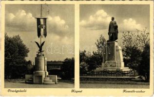 1943 Budapest XIX. Kispest, Országzászló, Kossuth szobor (EK)