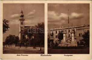 1947 Kiskunhalas, Szent Imre utca, templom, Országzászló